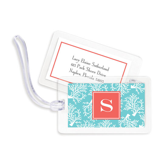 Teal Coral Repeat Luggage Tags